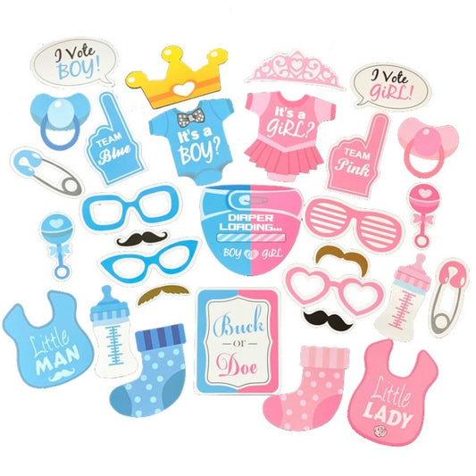 3 Sets Baby Birthday Party Gender Reveal Stickers Photo Props