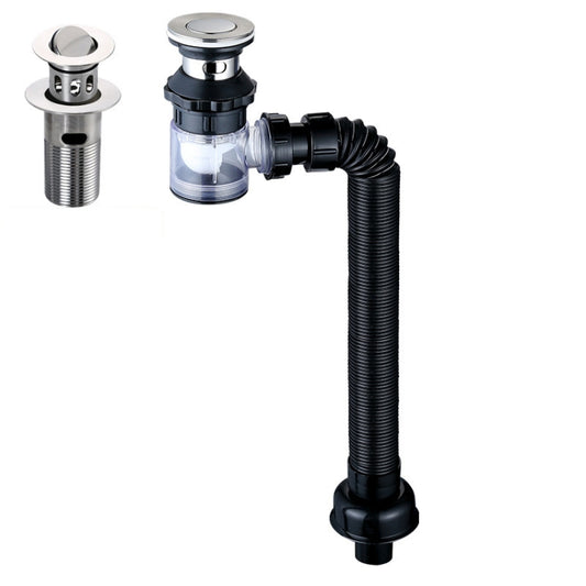 Household Deodorant Washbasin Water Pipe, Style:, A Black Flap With Basket and Overflow, B White Flap With Basket and Overflow, C Black Flap No Basket With Overflow, D White Flap No Basket With Overflow, E Black Flap Without Basket and Overflow