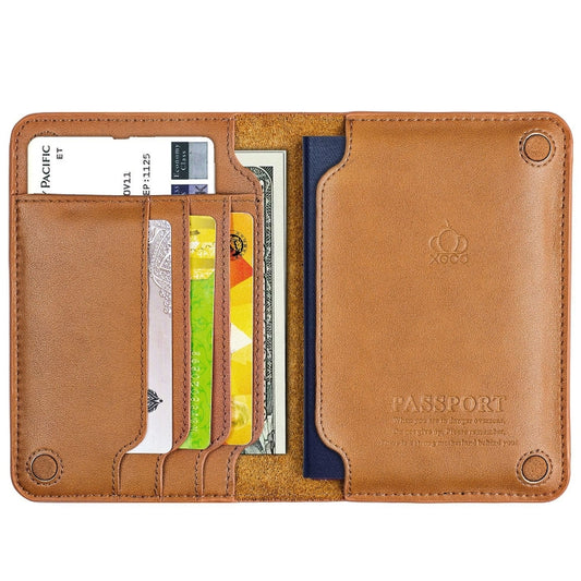 Men Wallet Cowhide Passport Bag Ticket Holder Multifunctional Card Holder