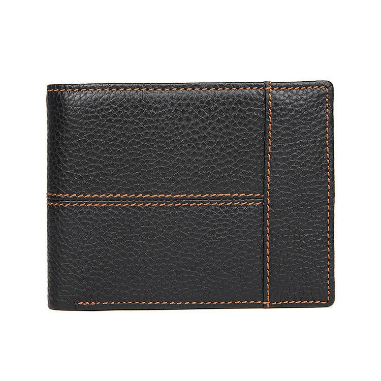 Men Retro Portable Wallet Short Cowhide Leather Wallet
