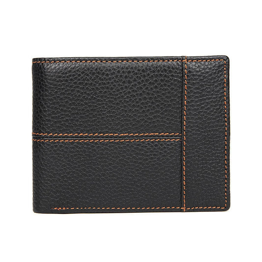 Men Retro Portable Wallet Short Cowhide Leather Wallet