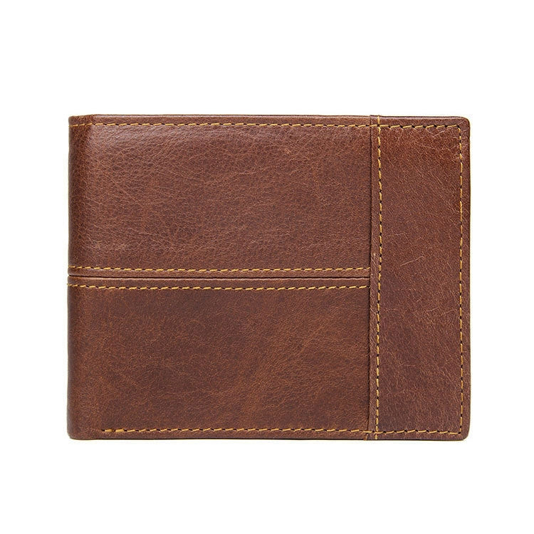 Men Retro Portable Wallet Short Cowhide Leather Wallet