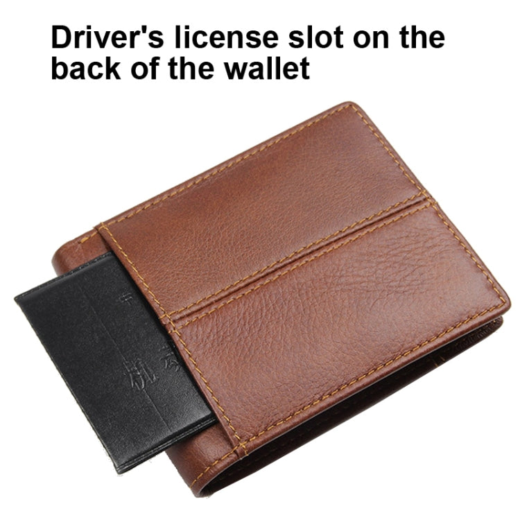 Men Retro Portable Wallet Short Cowhide Leather Wallet