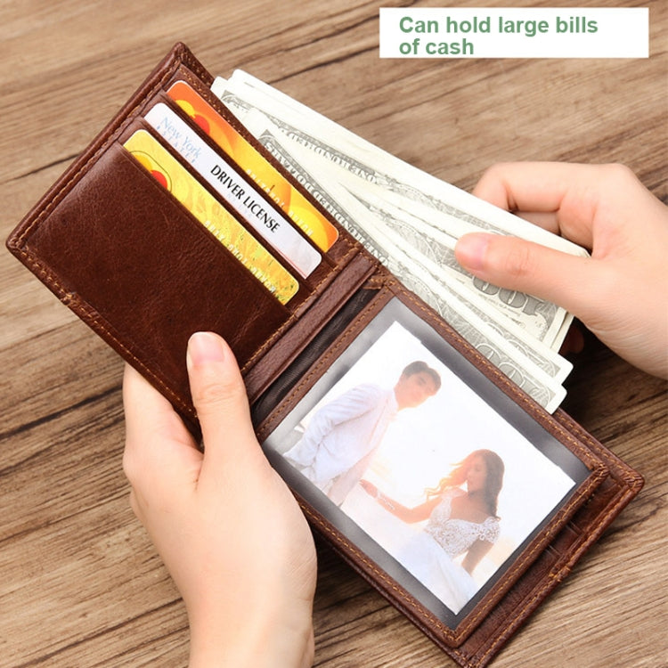 Men Retro Portable Wallet Short Cowhide Leather Wallet
