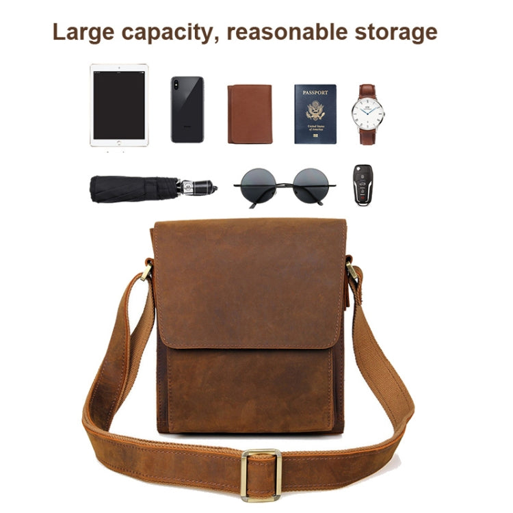 Vintage Crazy Horse Leather Men Shoulder Bag Messenger Bag