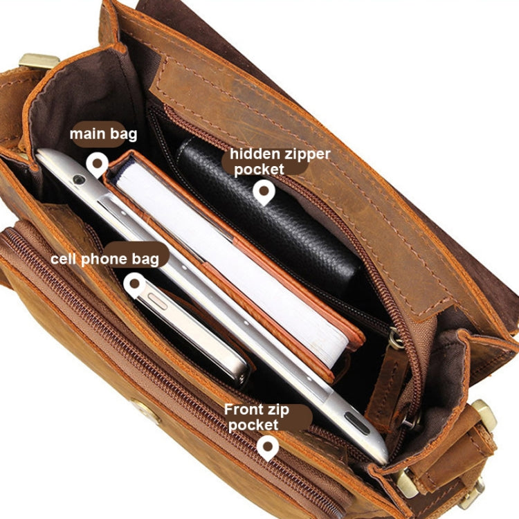 Vintage Crazy Horse Leather Men Shoulder Bag Messenger Bag