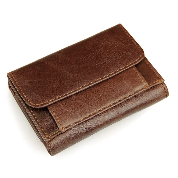 Men Casual Retro RFID Blocking Anti-Scanning Cowhide Leather Short Wallet