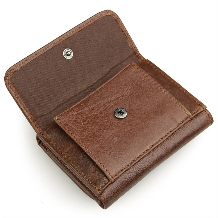 Men Casual Retro RFID Blocking Anti-Scanning Cowhide Leather Short Wallet