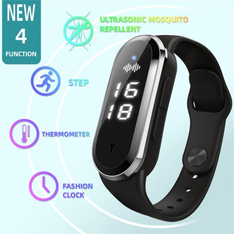 M21  Ultrasonic Mosquito Repellent Bracelet with Step Counter & Clock & Temperature Function