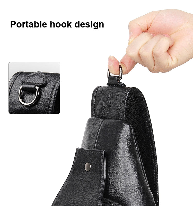 Casual Men Chest Bag First Layer Cowhide Messenger Bag