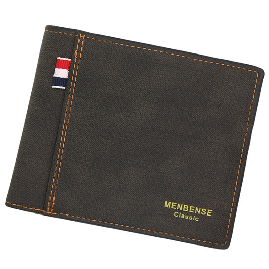 MenBense Frosted PU Short Large Capacity Fashion Retro Three Fold Bag Men Wallet