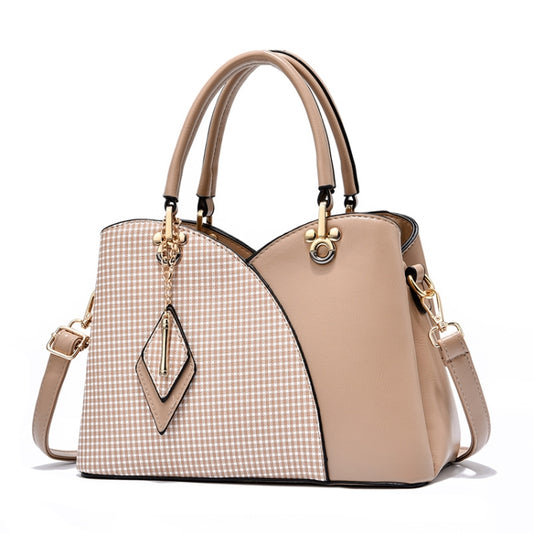 Lattice Texture Large Capacity Handbag, White, Khaki, Green, Black, Pink