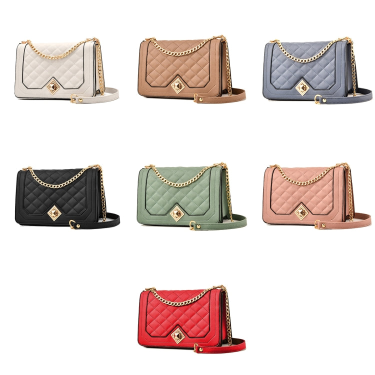 6382 One-shoulder Diagonal Rhombus Chain Bag, 6382 (Pink), 6382 (Dark Red), 6382 (White), 6382 (Khaki), 6382 (Light Grey), 6382 (Black), 6382 (Light Green)