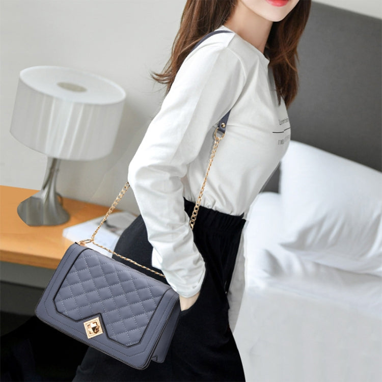 6382 One-shoulder Diagonal Rhombus Chain Bag