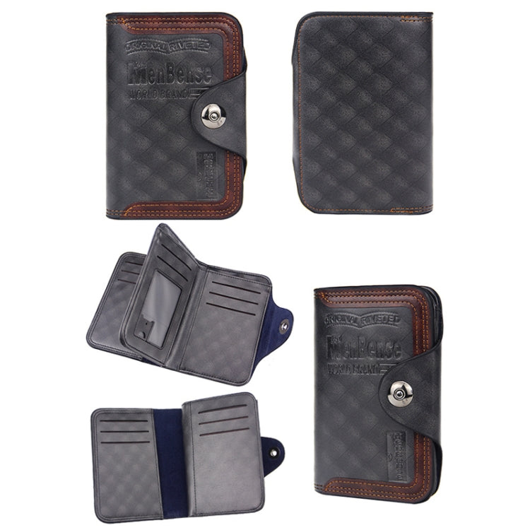 Menbense Short Fashion Leisure Magnetic Buckle Large Capacity 3 Fold Male Wallet