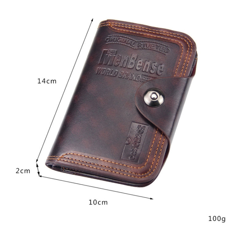 Menbense Short Fashion Leisure Magnetic Buckle Large Capacity 3 Fold Male Wallet