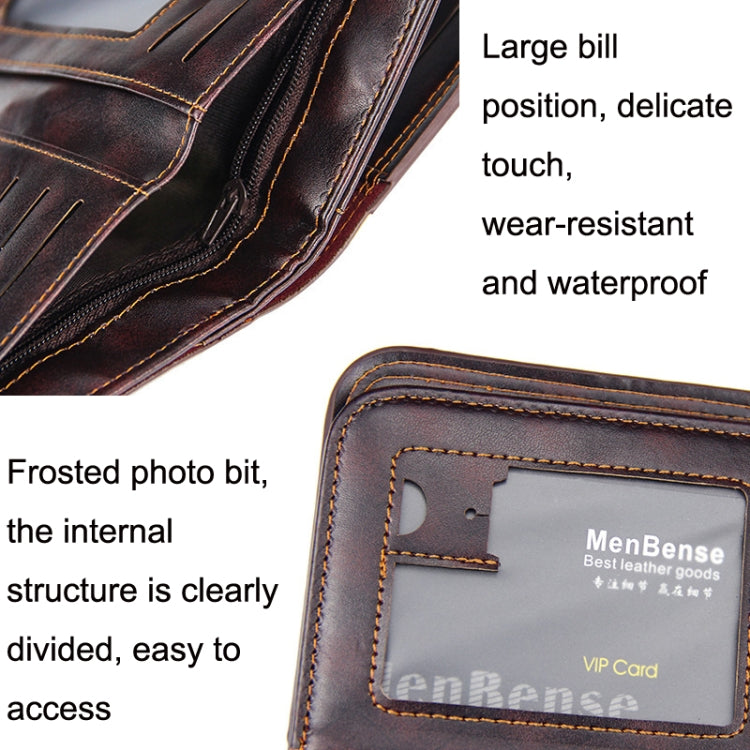 Menbense Short Fashion Leisure Magnetic Buckle Large Capacity 3 Fold Male Wallet