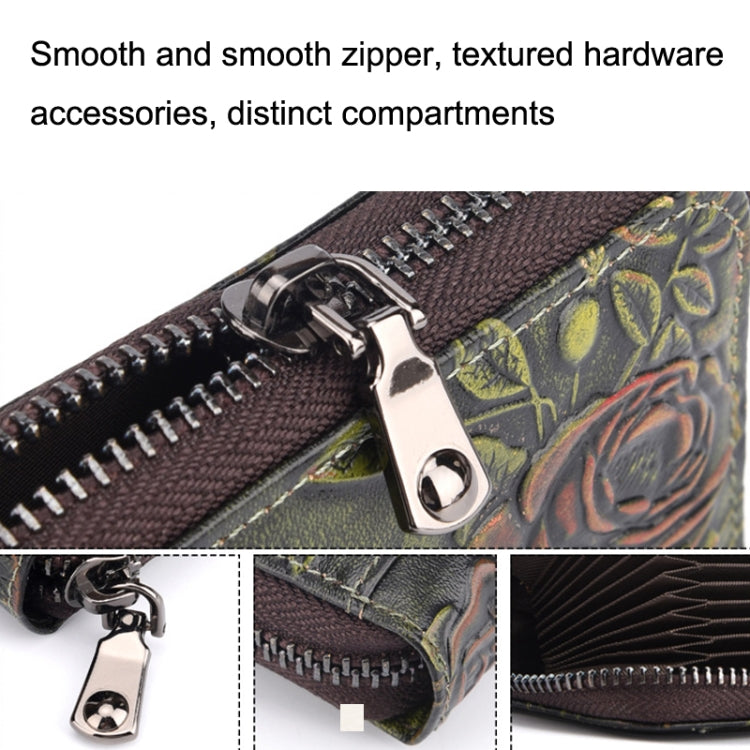 Zip Multi-card Hand-painted Organ Leather Card Holder