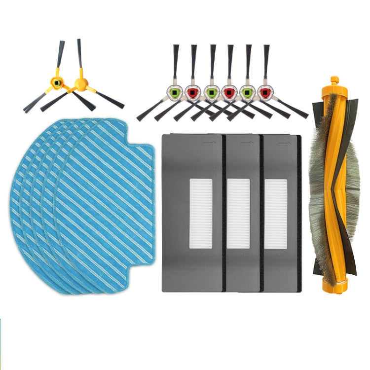 2pairs Yellow Side Brush Accessories For ECOVACS DEEBOT DT85 / DT83 Vacuum Cleaner, 1 Main Brush
