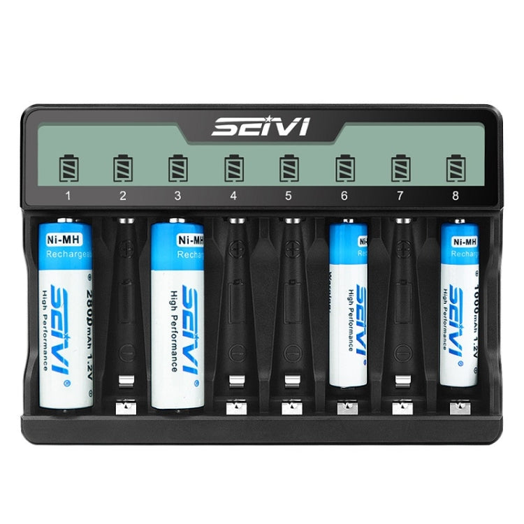 SEIVI On-Screen Eight-Slot Cradle Charging NiMH Battery USB Charger