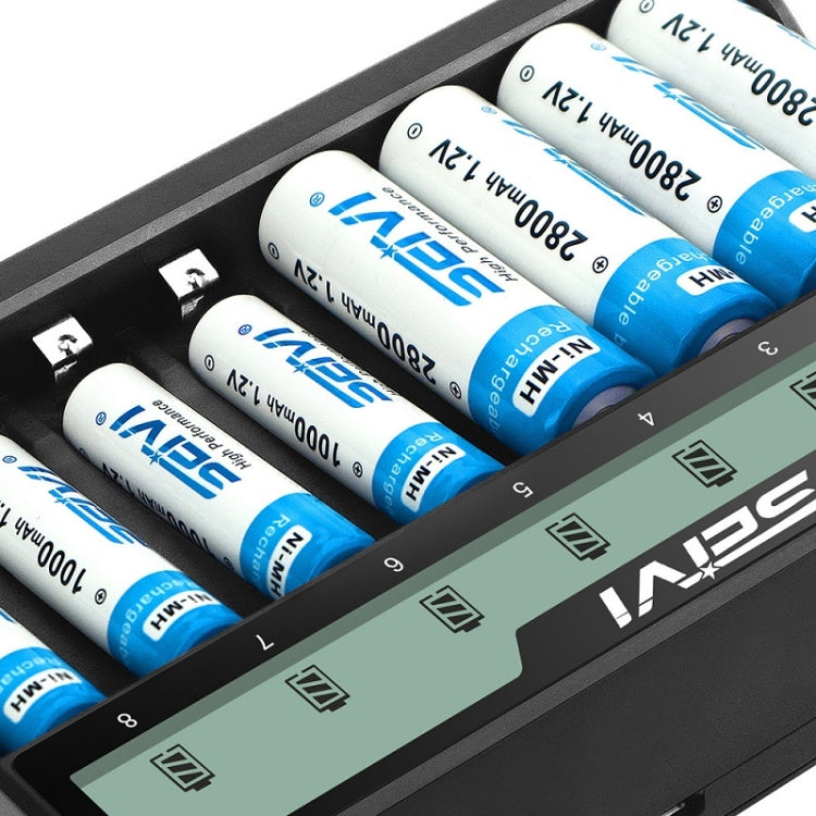 SEIVI On-Screen Eight-Slot Cradle Charging NiMH Battery USB Charger