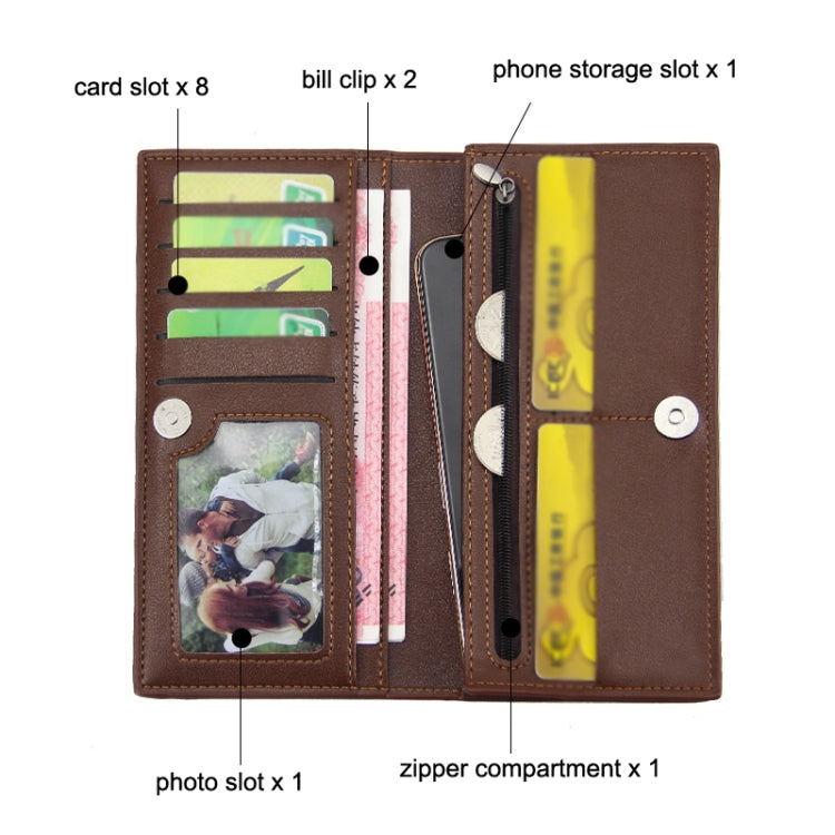 MenBense Long Fashion Embossed Magnetic Buckle Multi-Card Slot Men Wallet