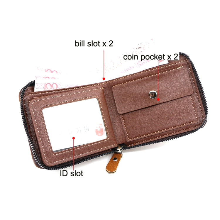 Menbense Casual Fashion Large Capacity Multi-Card Retro Zipper Wallet