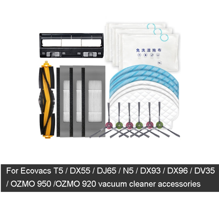 2pcs White Filter For ECOVACS OZMO 950 920 T5  DX55 DJ65 Vacuum Cleaner Accessories, 13 In 1 Set, 1pc Main Brush, 1pc Main Brush Cover