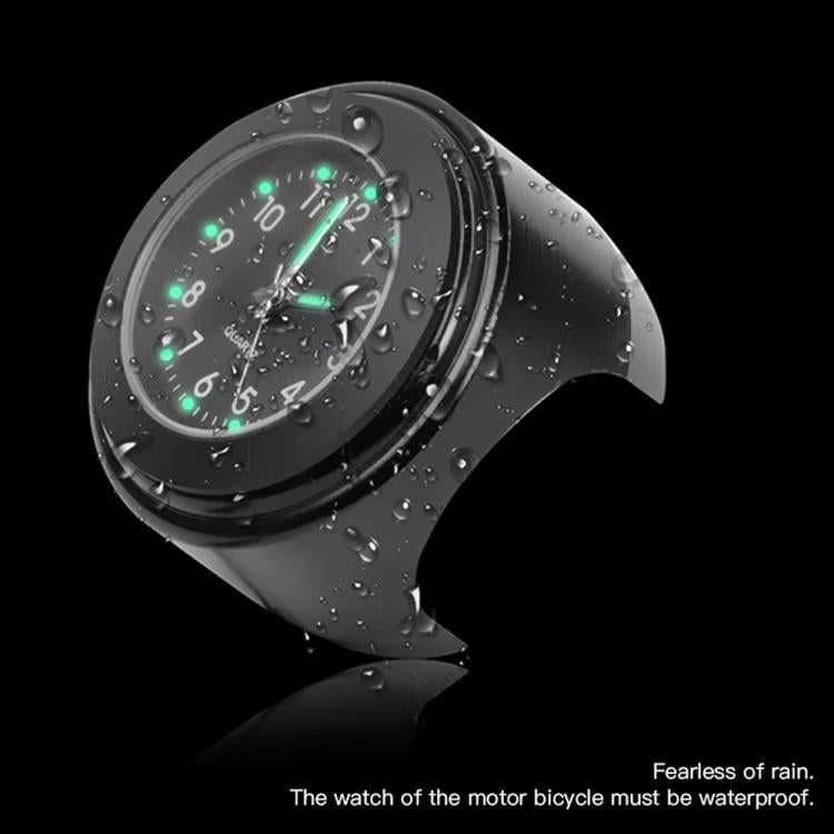 Aluminum Alloy Plating Motorcycle Handlebar Clock, Clock Black Shell White Background, Clock Black Shell Black Background, Clock Silver Shell Black Background, Clock Silver Shell White Background