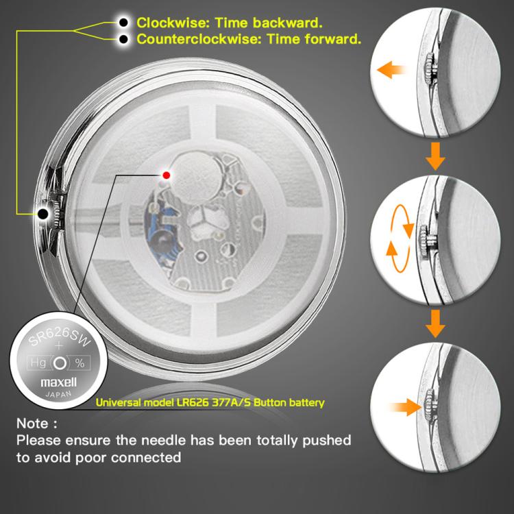 Aluminum Alloy Plating Motorcycle Handlebar Clock, Clock Black Shell White Background, Clock Black Shell Black Background, Clock Silver Shell Black Background, Clock Silver Shell White Background