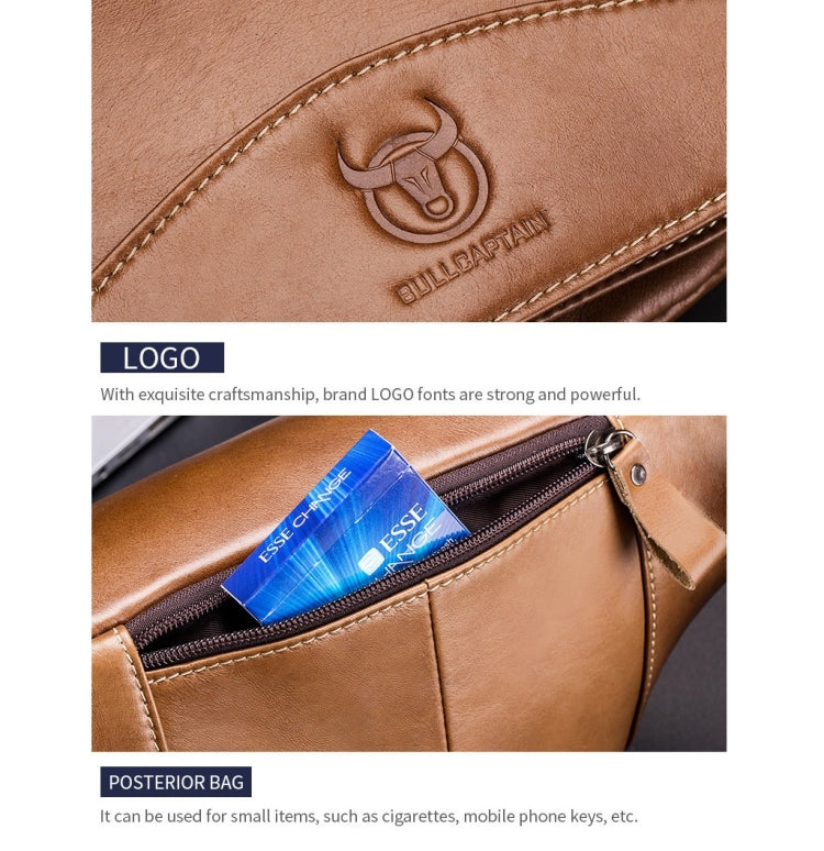 BULL CAPTAIN Cowhide Waist Bag Large Capacity Multifunctional Wallet For Men