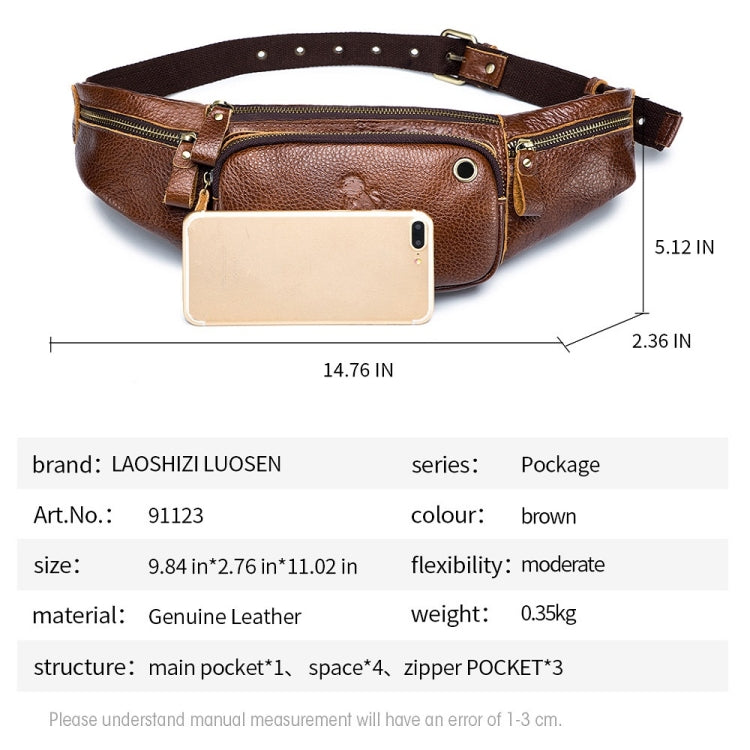 LAOSHIZI Vintage Leather Waist Bag Shoulder Crossbody Bag Shoulder Chest Bag For Men