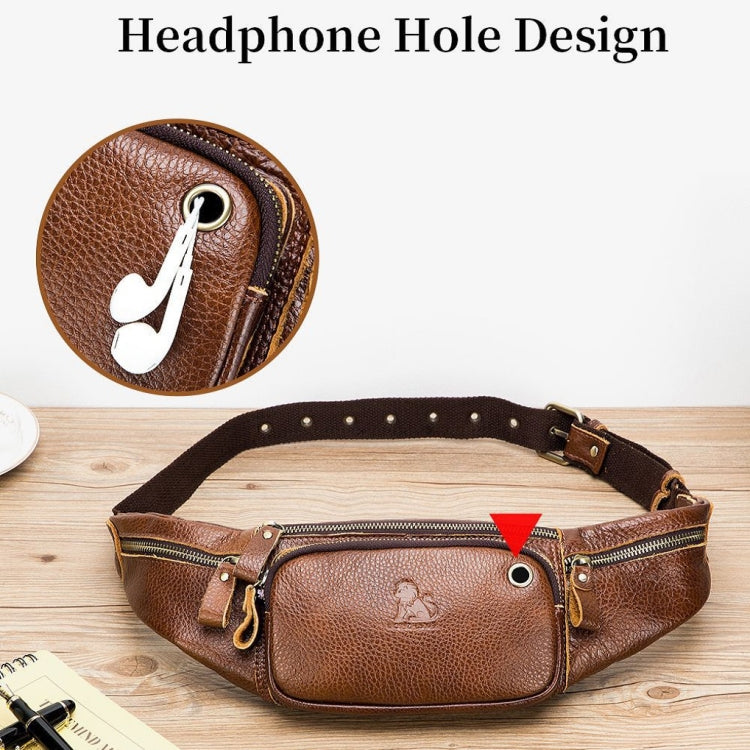LAOSHIZI Vintage Leather Waist Bag Shoulder Crossbody Bag Shoulder Chest Bag For Men