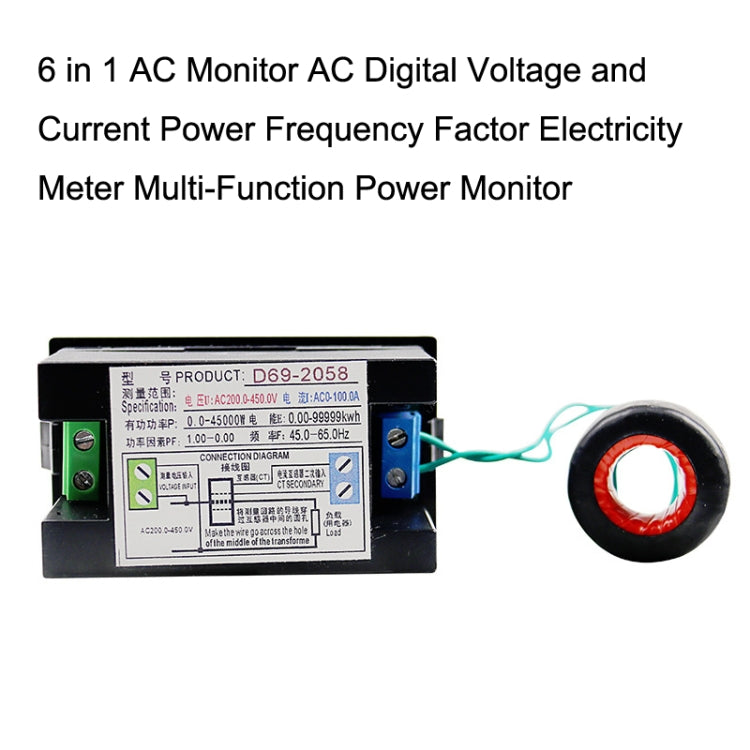 6 in 1 Multifunctional AC Voltage and Current Digital Display Instrument