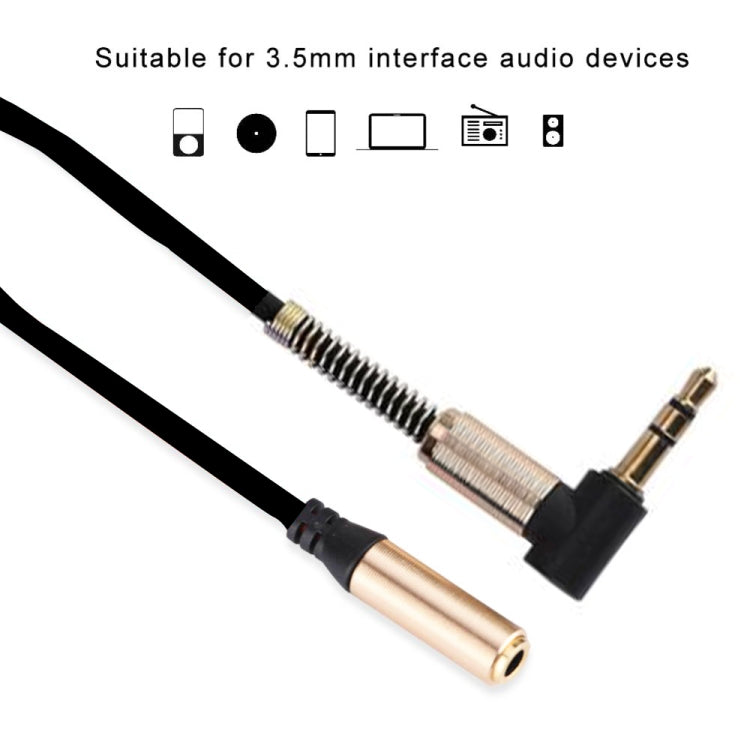 5PCS 3.5MM Male To Female Elbow Spring Retractable Audio Line, Cable Length: 1.5m