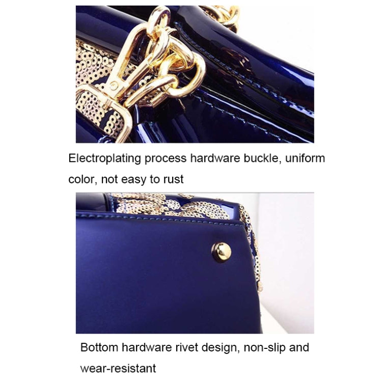 Ladies Single Sided Embroidered Shiny Leather Handbag