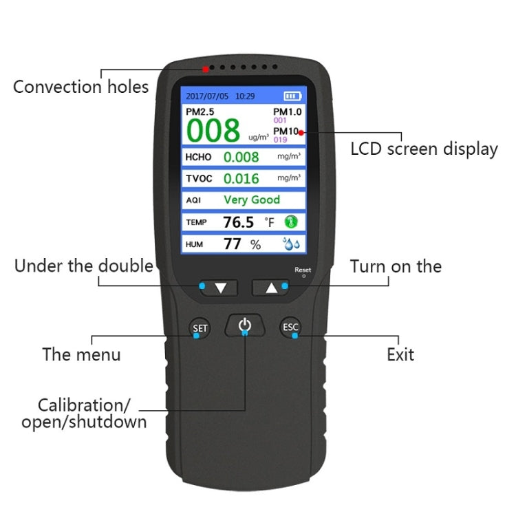 Indoor Haze Dust Formaldehyde Air Quality Detector