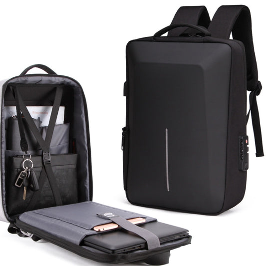 Men Business Shoulder USB External Interface Computer Bag, Color: 8001 Black