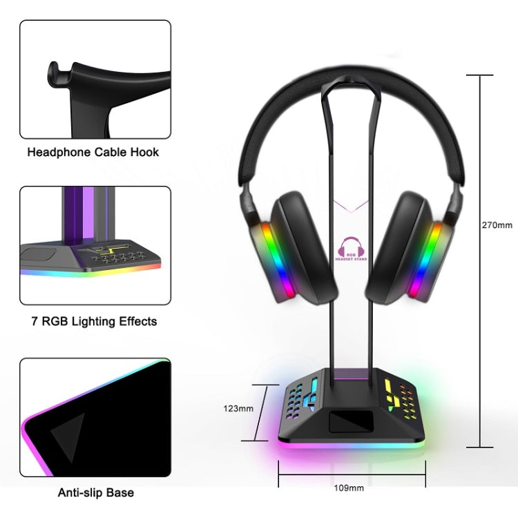 Dual USB RGB Color Changing Gaming Headset Stand