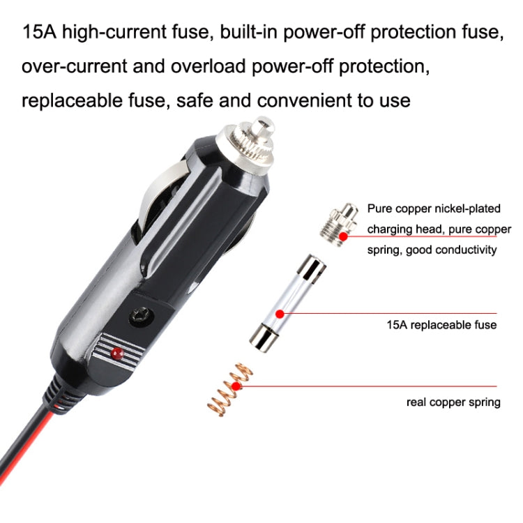 12-24V Car Cigarette Lighter Plug Extension Line, Cable Length 3.7m