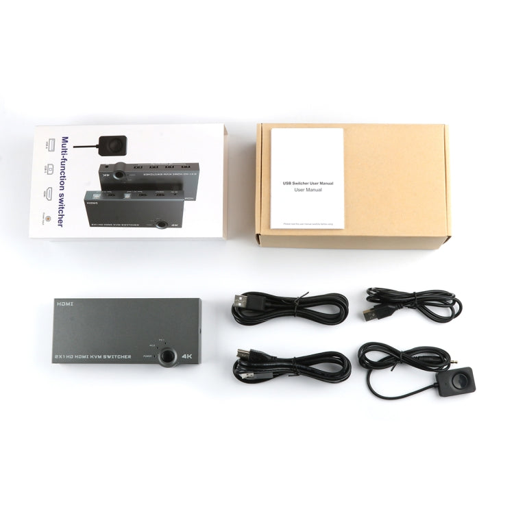 2 In 1 Out 4K 60Hz KVM HDMI Switch  USB Swltch Splitter Box HUB