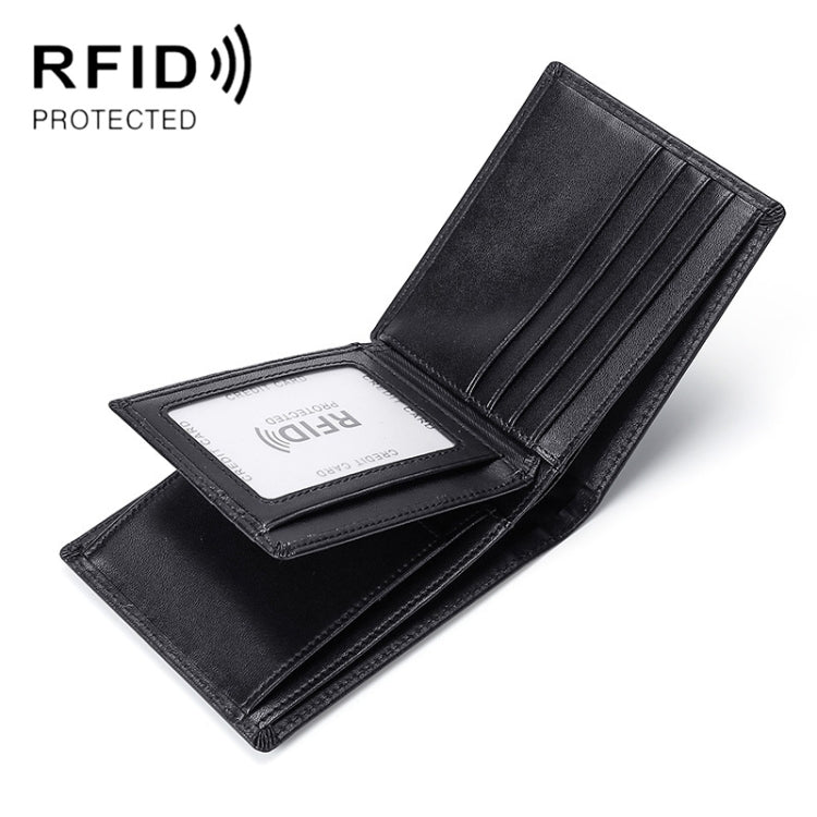 TP-215 Leather RFID Anti-theft Tri-fold Short Wallet