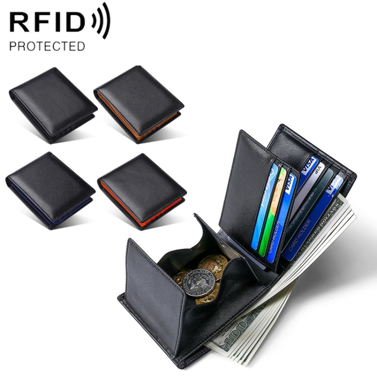 TP-215 Leather RFID Anti-theft Tri-fold Short Wallet