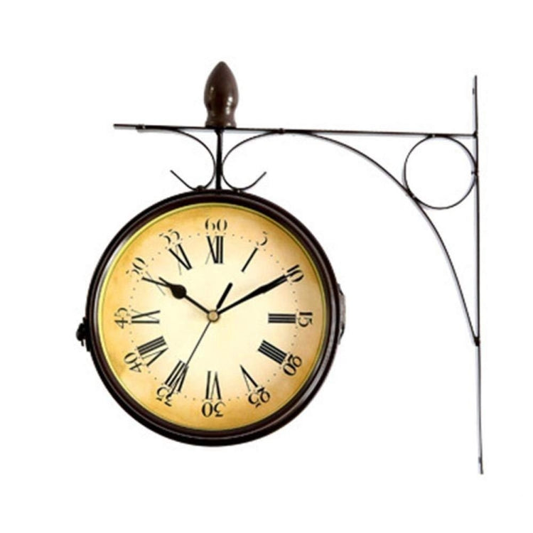 Iron Retro Home Wall Clock Double Side Hanging Clock
