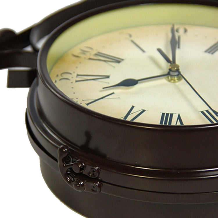 Iron Retro Home Wall Clock Double Side Hanging Clock