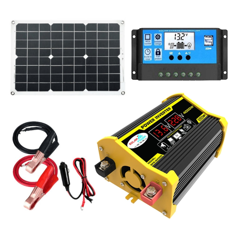 Home Solar Generator Inverter+30A Controller+18W 12V Solar Panel, Specification:, Black 12V To 220V, Black 12V To 110V, Yellow 12V To 220V, Yellow 12V To 110V