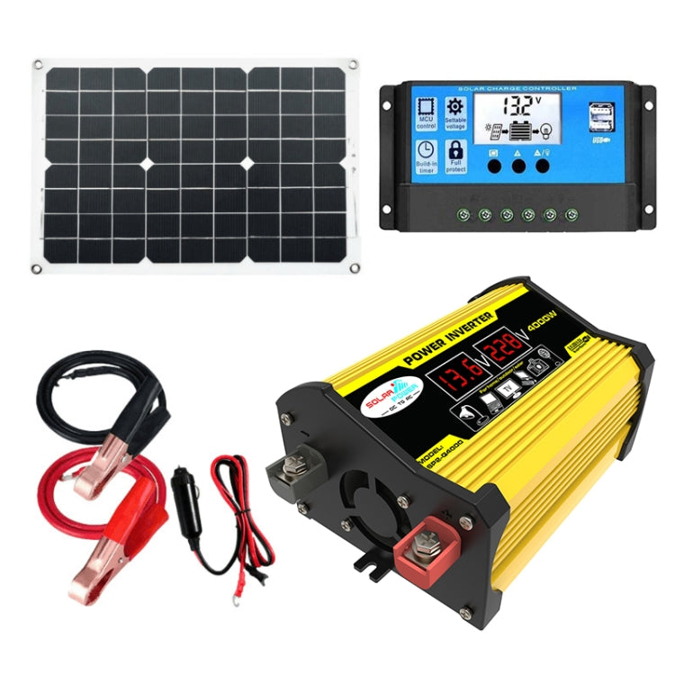 Home Solar Generator Inverter+30A Controller+18W 12V Solar Panel, Specification:, Black 12V To 220V, Black 12V To 110V, Yellow 12V To 220V, Yellow 12V To 110V