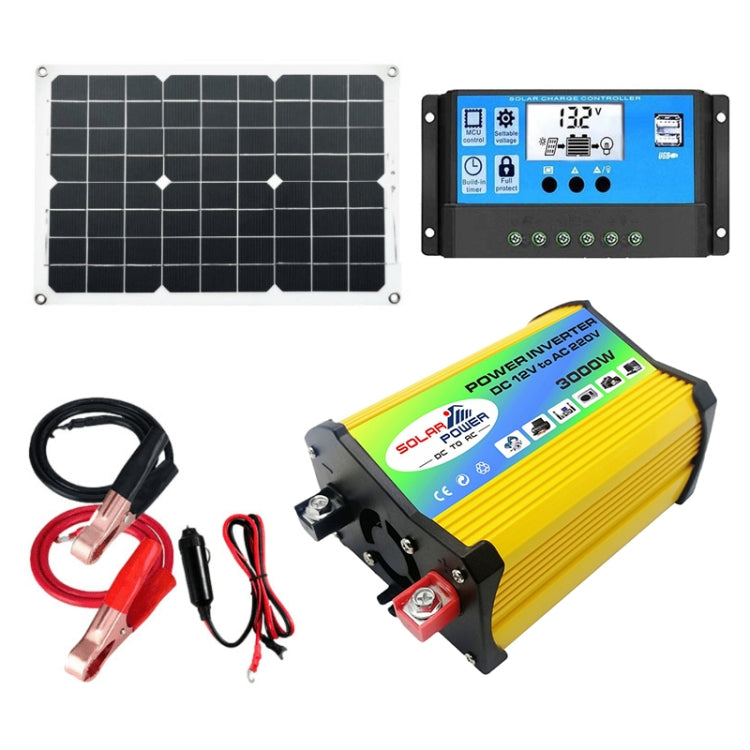 Home Solar Generator Inverter+30A Controller+18W 12V Solar Panel, Specification: