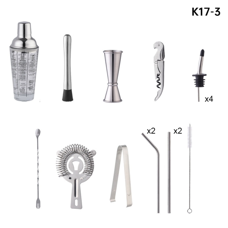 17 in 1 400ml Glass Shaker with Graduated Shaker Set