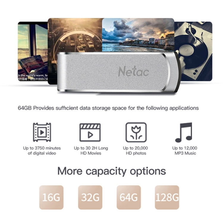 Netac U388 High Speed USB3.0 Metal Rotating Car Computer U Disk